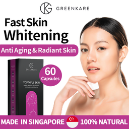 GreenKare Youthful Skin Fast Skin Whitening - Radiant Skin, Reduce Acne Scars &amp; Dark Spots, Anti-Aging &amp; Antioxidant - With Resveratrol - 60 Veg Caps