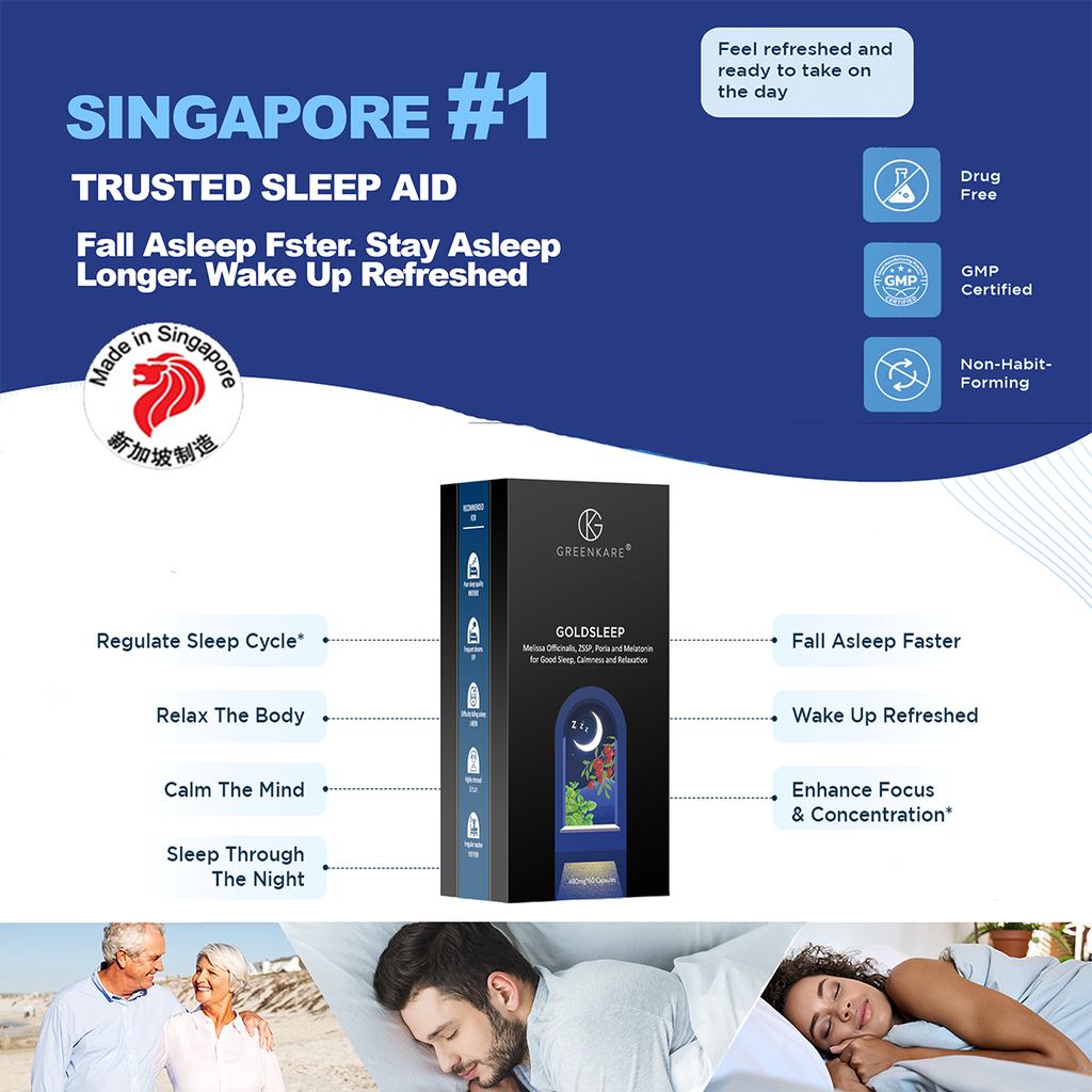 [GreenKare] GoldSleep - Natural Sleep Aid for Improved Sleep Quality, Relaxation &amp; Calmness 60 Caps