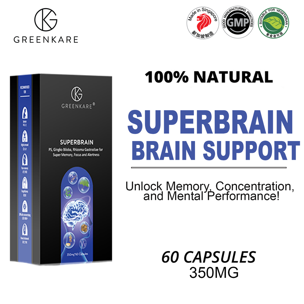 [Greenkare]SuperBrain Supplement for Mental Alertness, Memory, Focus &amp; Concentration, Cognivive | 60 Veg Caps