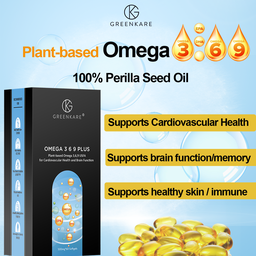[Greenkare]Omega 3-6-9 Plus Plant-Based Perilla Seed Oil for Cardiovascular Health &amp; Brain Function 60 Softgels